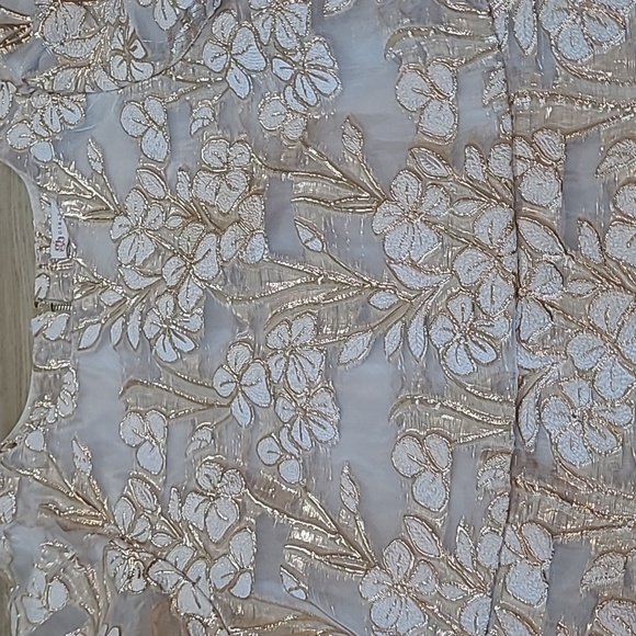 GB Girls Gold and Cream Floral Dress Size 12 - Picture 2 of 8